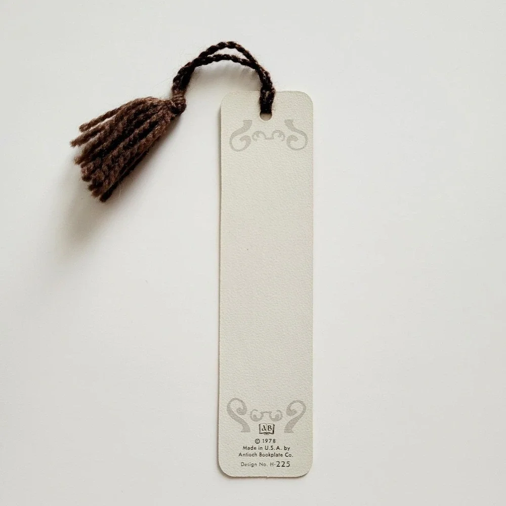 Vintage 70s Office Mouse Bookmark Brown Yarn Tassel 1978 Antioch Bookplate H-225